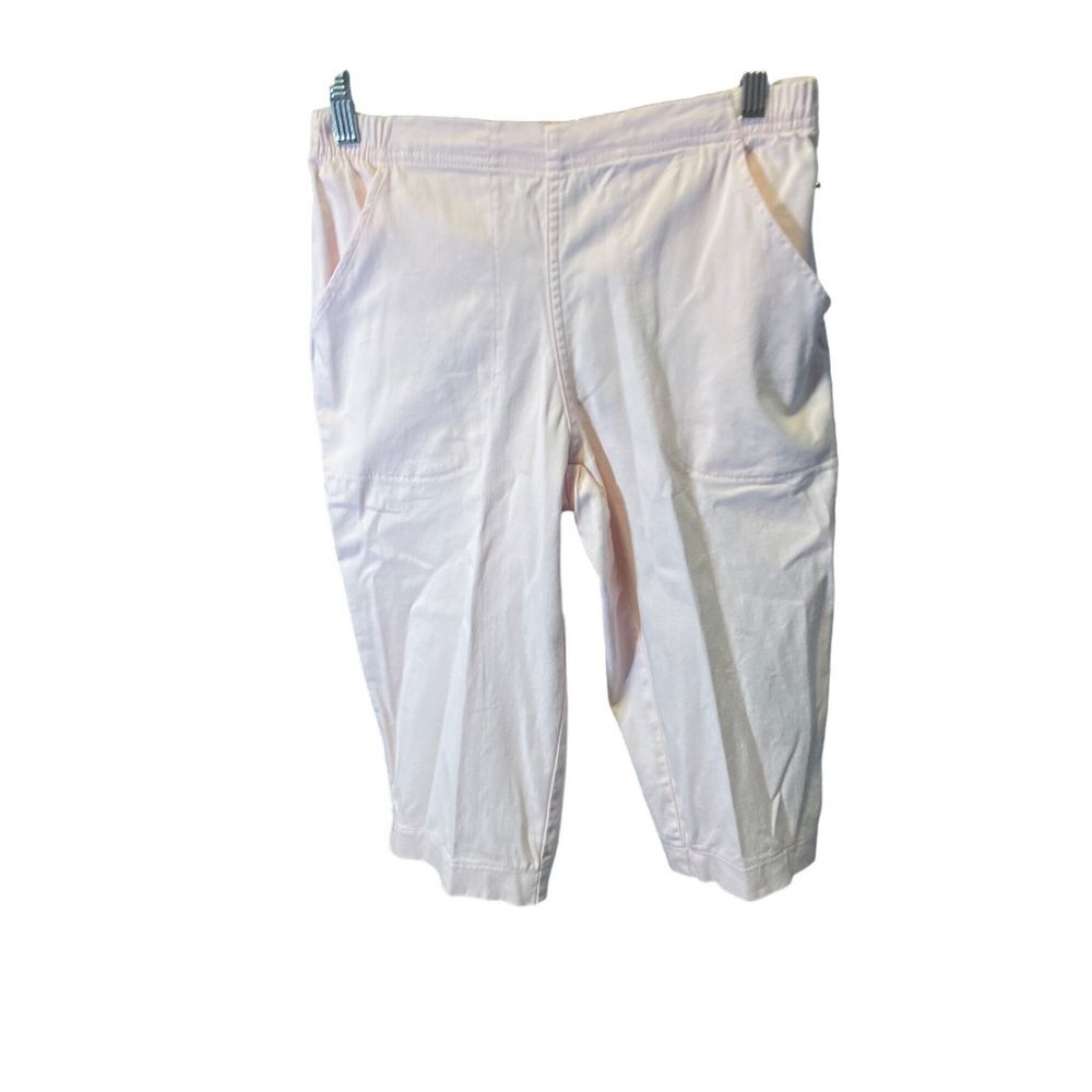 Croft and Barrow Light Pink Pull On Elastic Waist Flat Front Cropped Pants Sz 4P